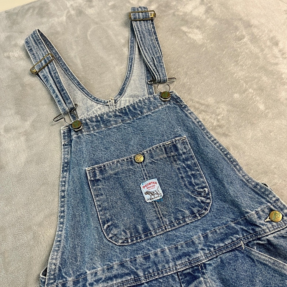 VTG Pointer Brand Mens Denim Bib Overalls Blue Carpenter Workwear Made USA 30x34